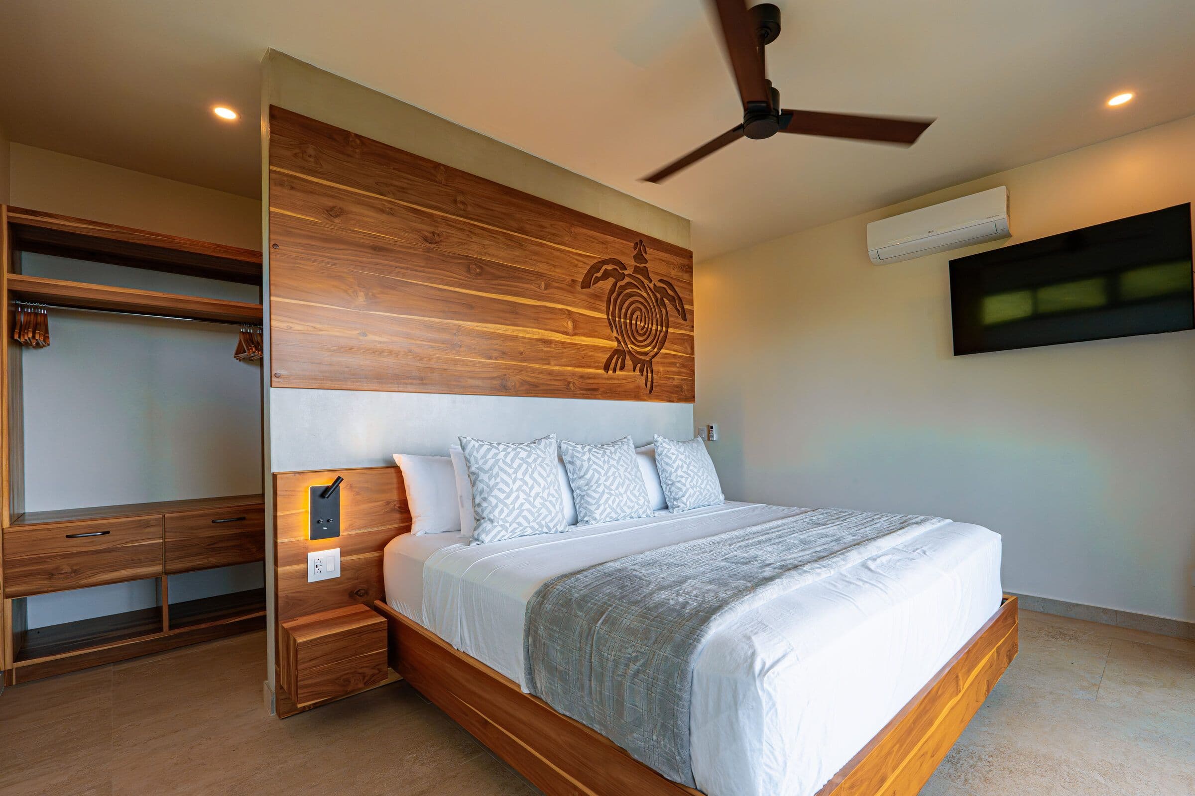 Monkey room with carved headboard