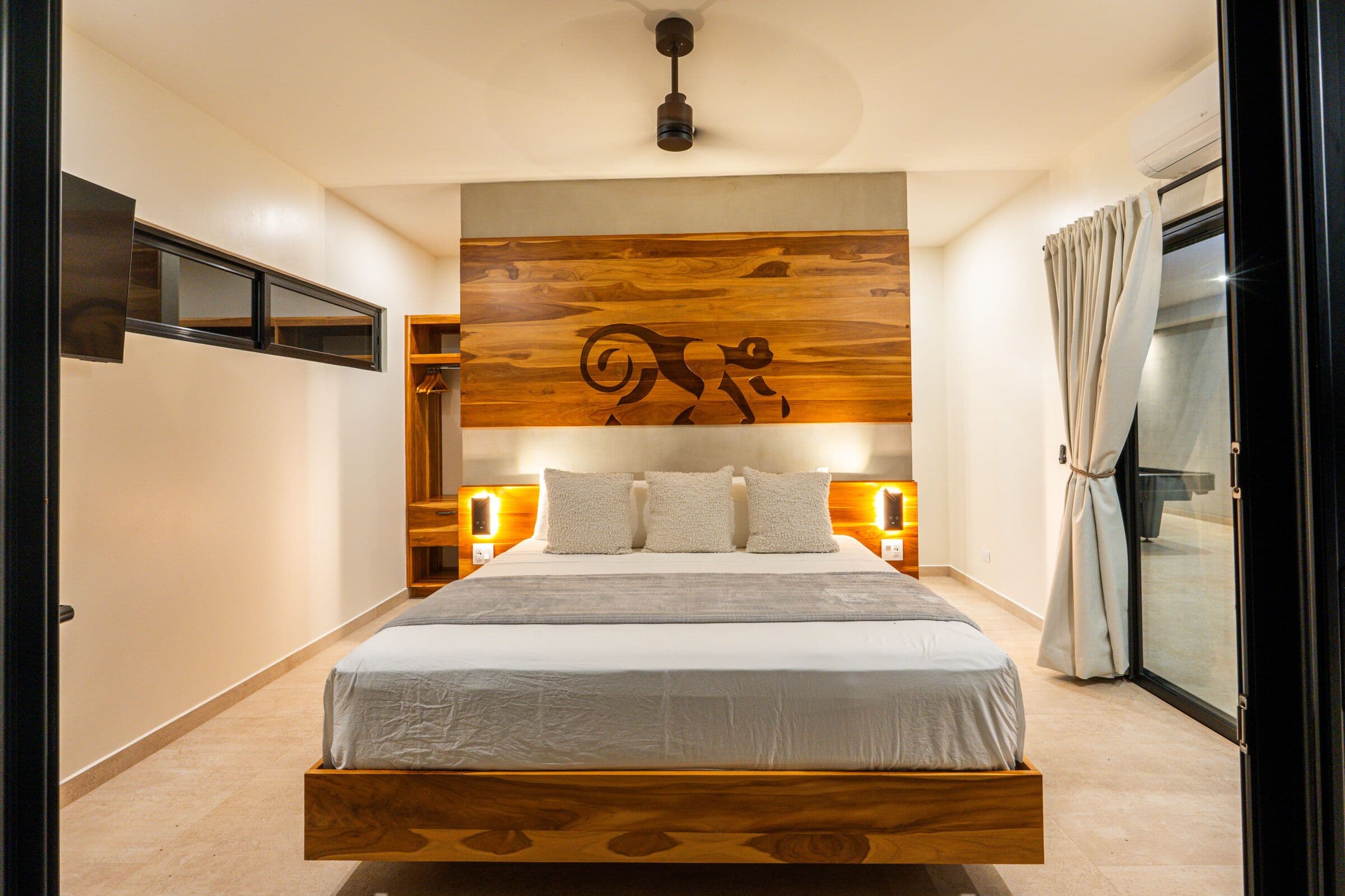 Monkey room at night with warm lighting